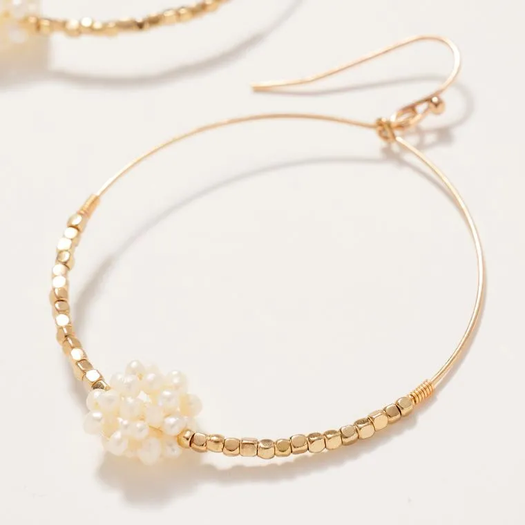 Pearls Wire Metal Hoop Earrings