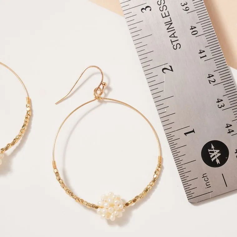 Pearls Wire Metal Hoop Earrings