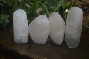 Polished Rock Crystal Quartz Standing Free Forms x 4 From Ambatondrazaka, Madagascar