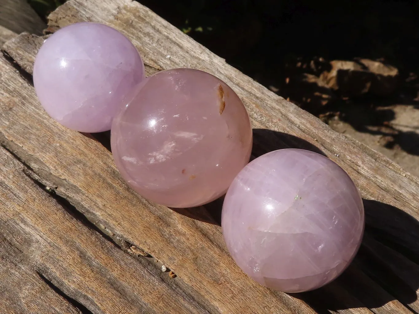 Polished Star Blue Rose Quartz Spheres x 3 From Ambatondrazaka, Madagascar