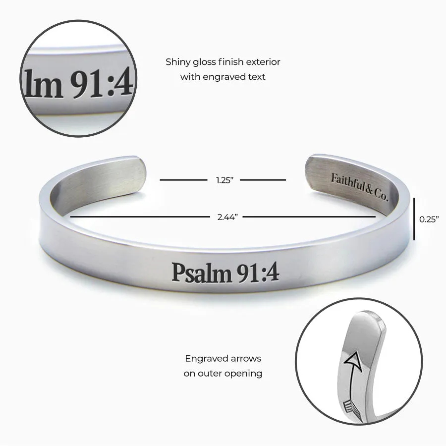 Psalm 91:4 Cuff Bracelet