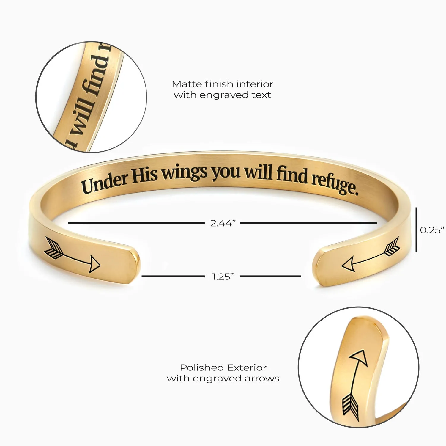 Psalm 91:4 Cuff Bracelet