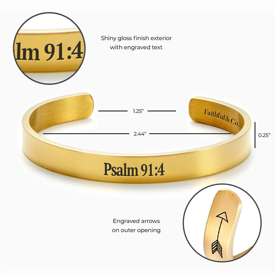 Psalm 91:4 Cuff Bracelet