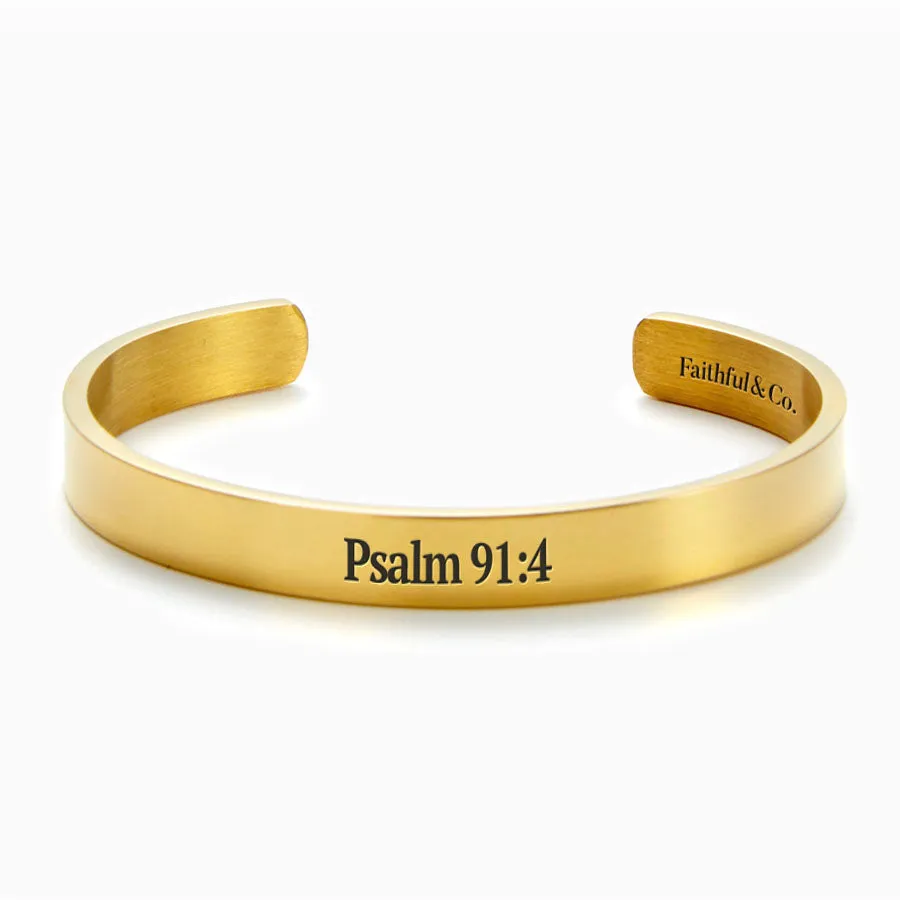 Psalm 91:4 Cuff Bracelet