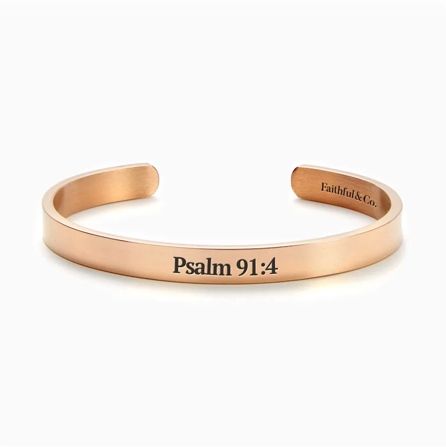 Psalm 91:4 Cuff Bracelet