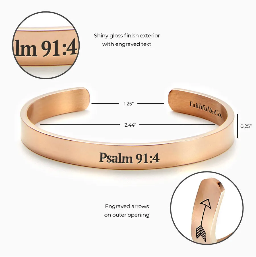 Psalm 91:4 Cuff Bracelet