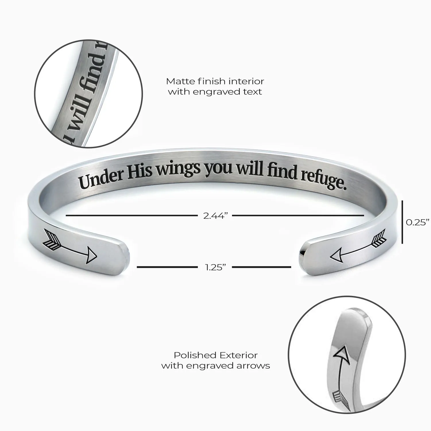 Psalm 91:4 Cuff Bracelet