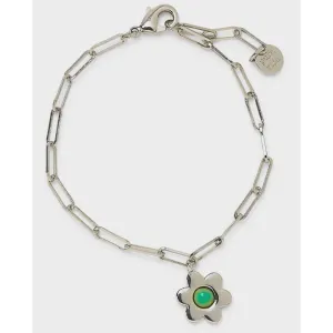 Pura Vida Mood Flower Paperclip Bracelet SILVER