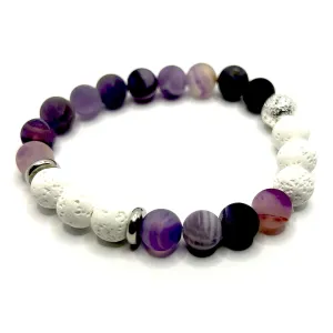 Purple Amethyst & White Lava Gemstone Bracelets