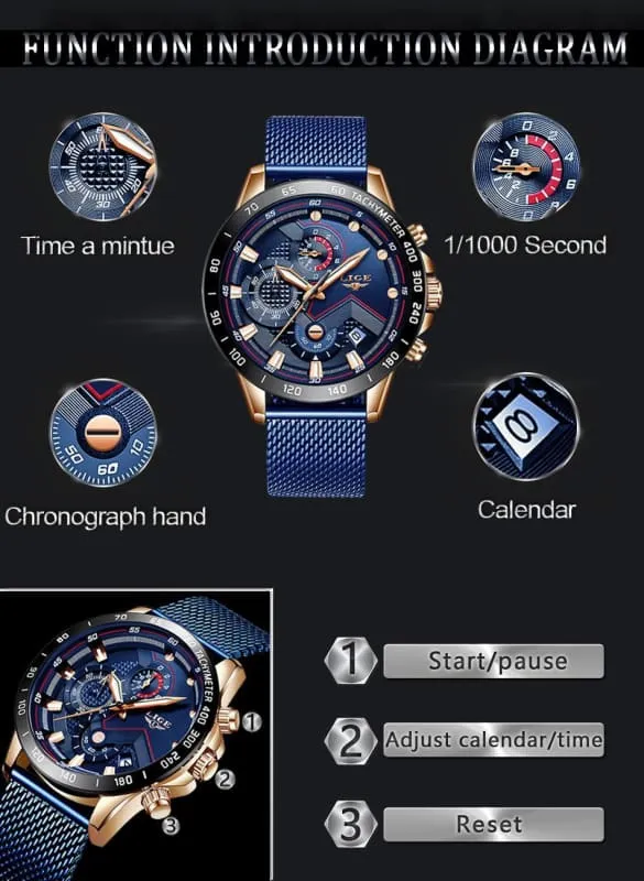 Quartz Watch Luminous Waterproof Round For Men