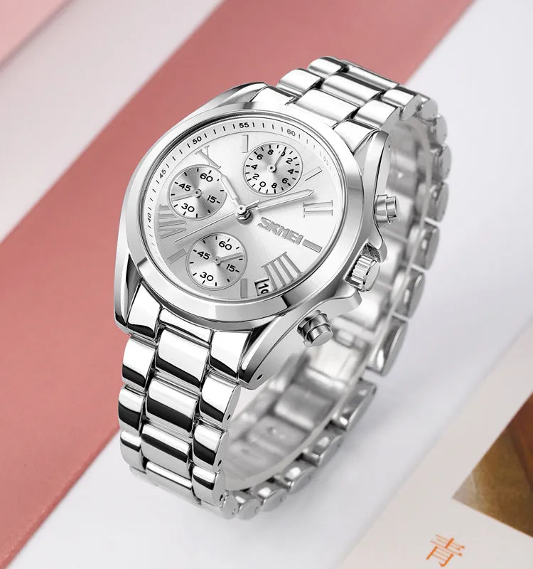 Quartz Watch Three-Eye Dial Timing Seconds Women's Watch Multi-Function Women's Business Watch