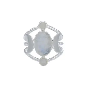 Raina Sterling Silver Rainbow Moonstone Ring