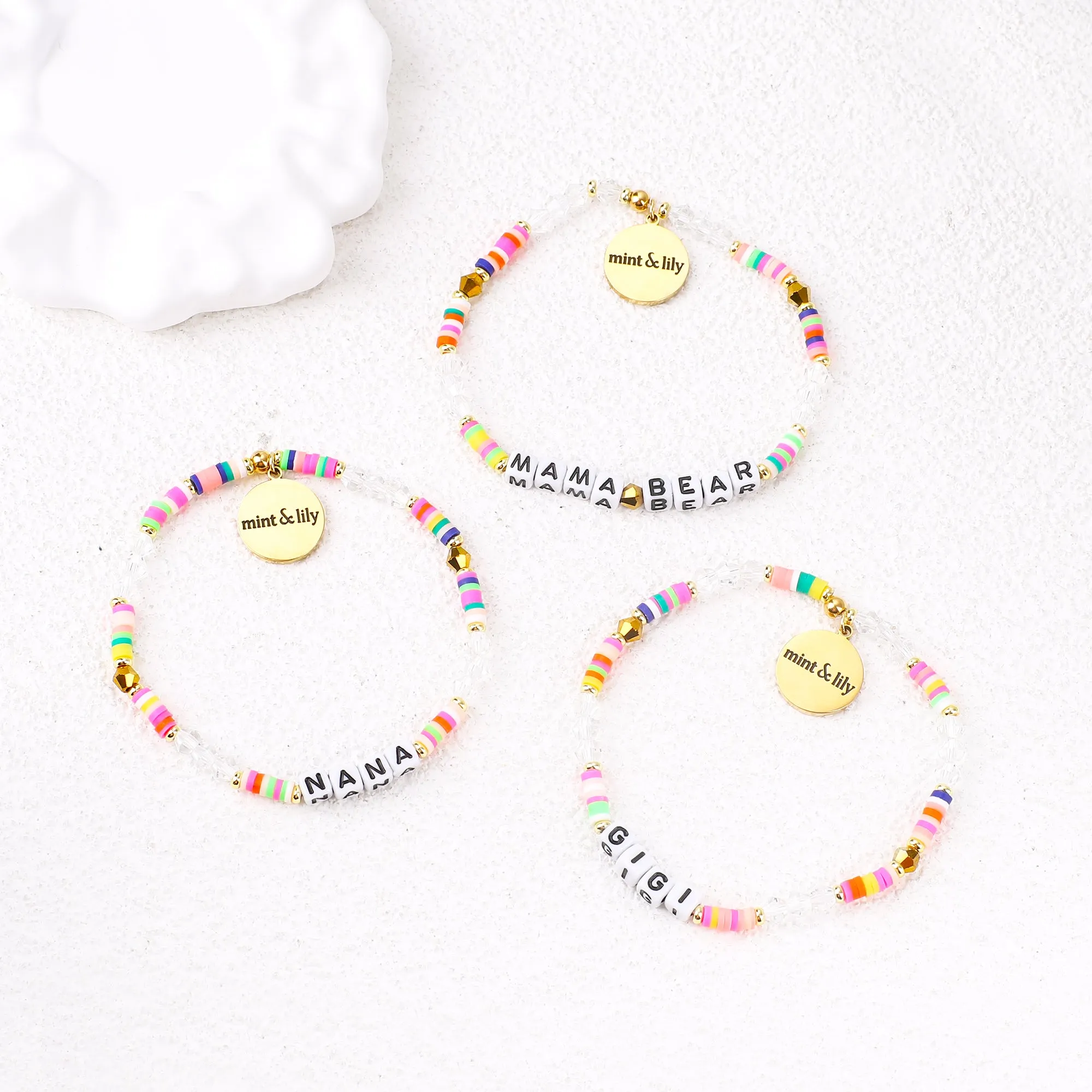 Rainbow Disc Bead Bracelet for Mom & Grandma