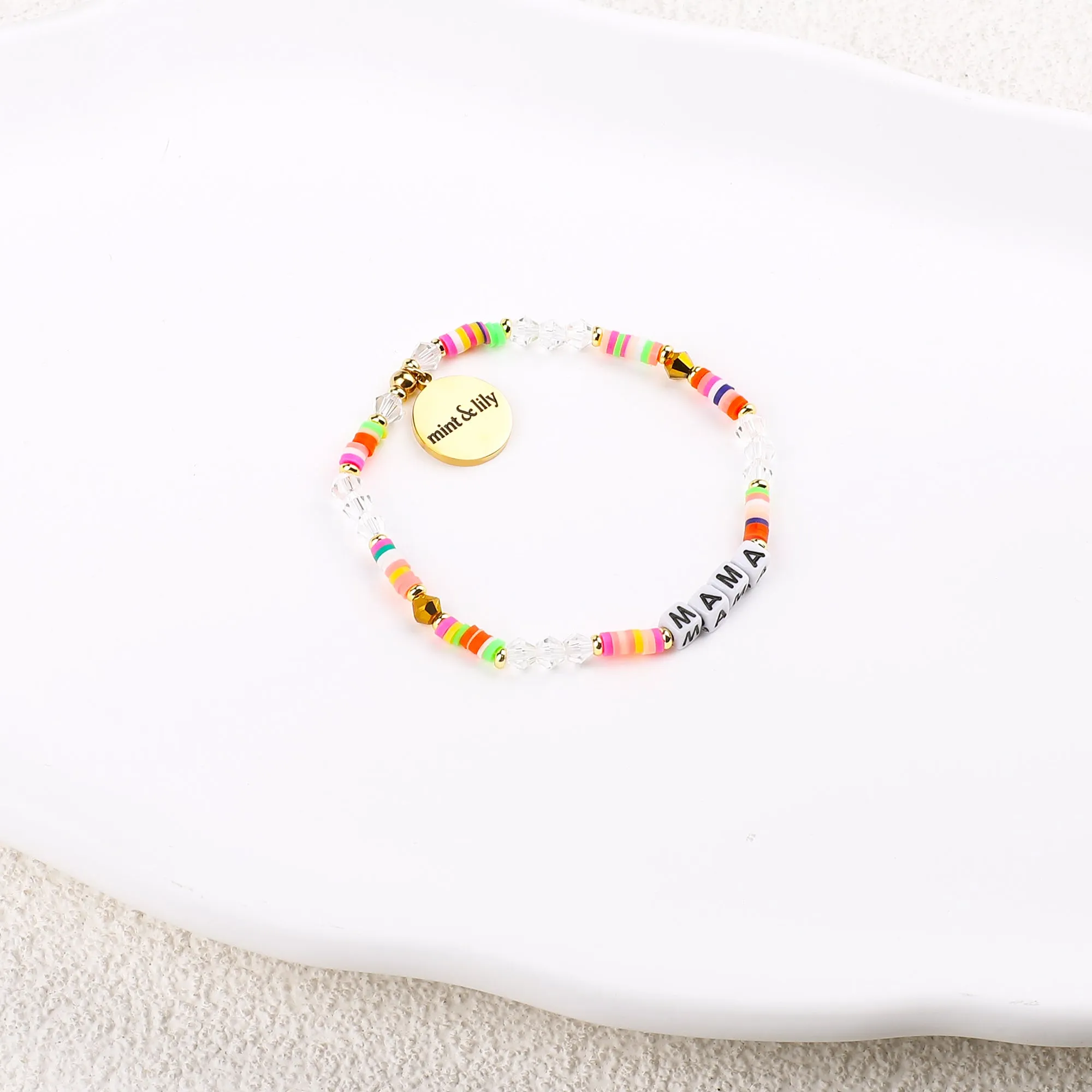 Rainbow Disc Bead Bracelet for Mom & Grandma