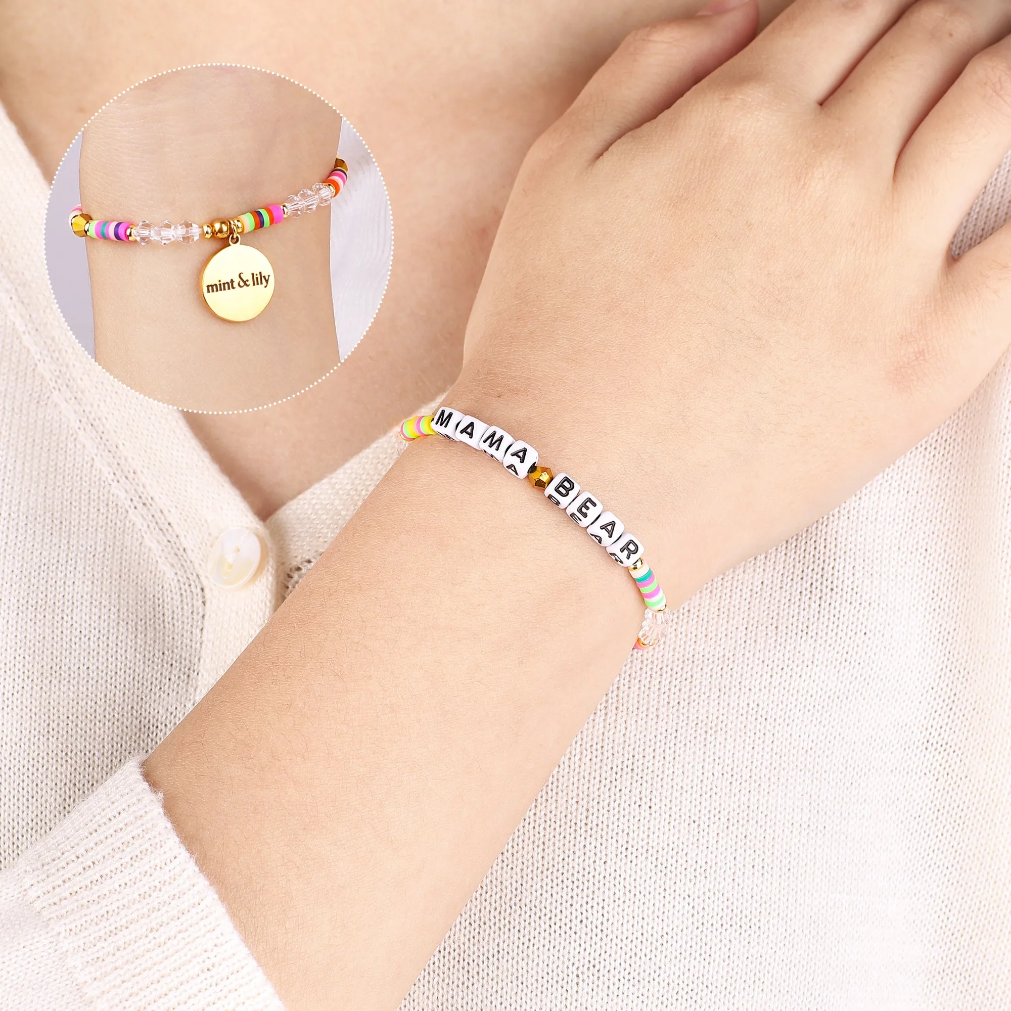 Rainbow Disc Bead Bracelet for Mom & Grandma