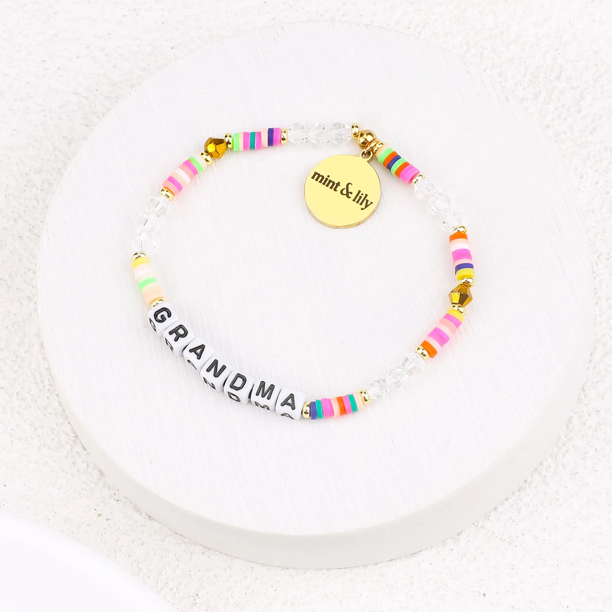 Rainbow Disc Bead Bracelet for Mom & Grandma