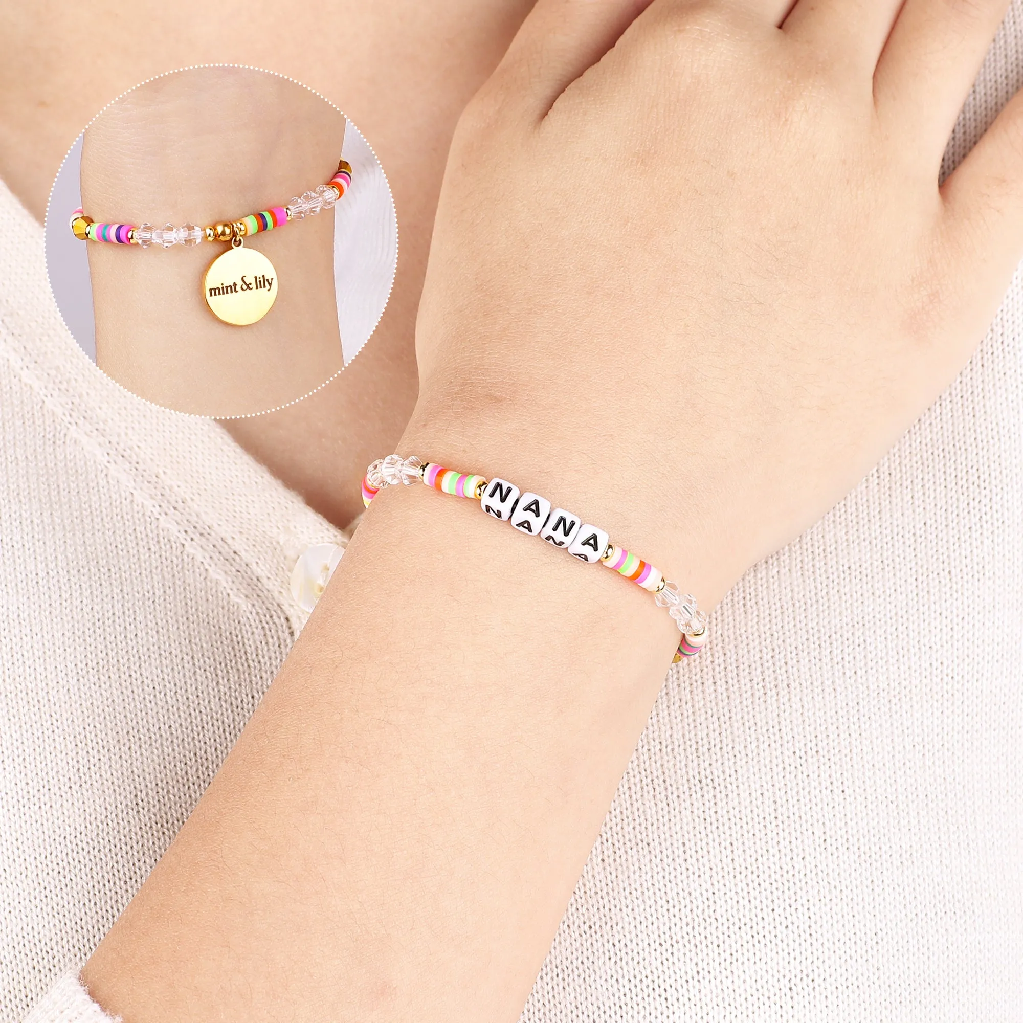 Rainbow Disc Bead Bracelet for Mom & Grandma