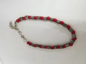 Red Bead Charm Bracelet