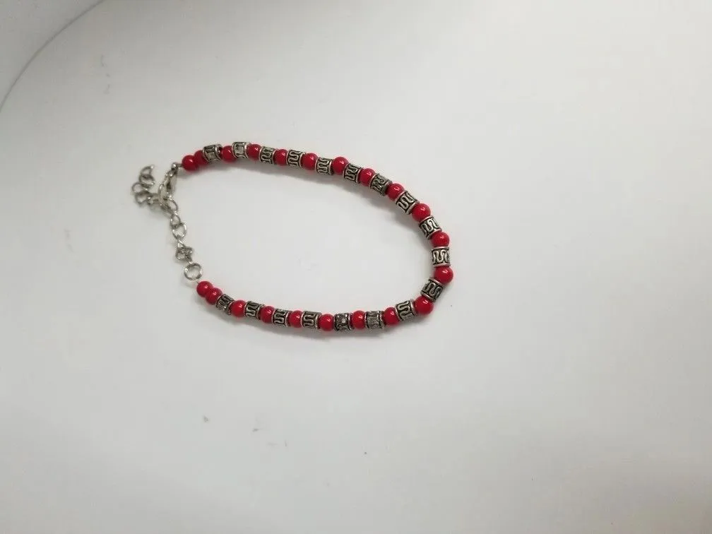 Red Bead Charm Bracelet