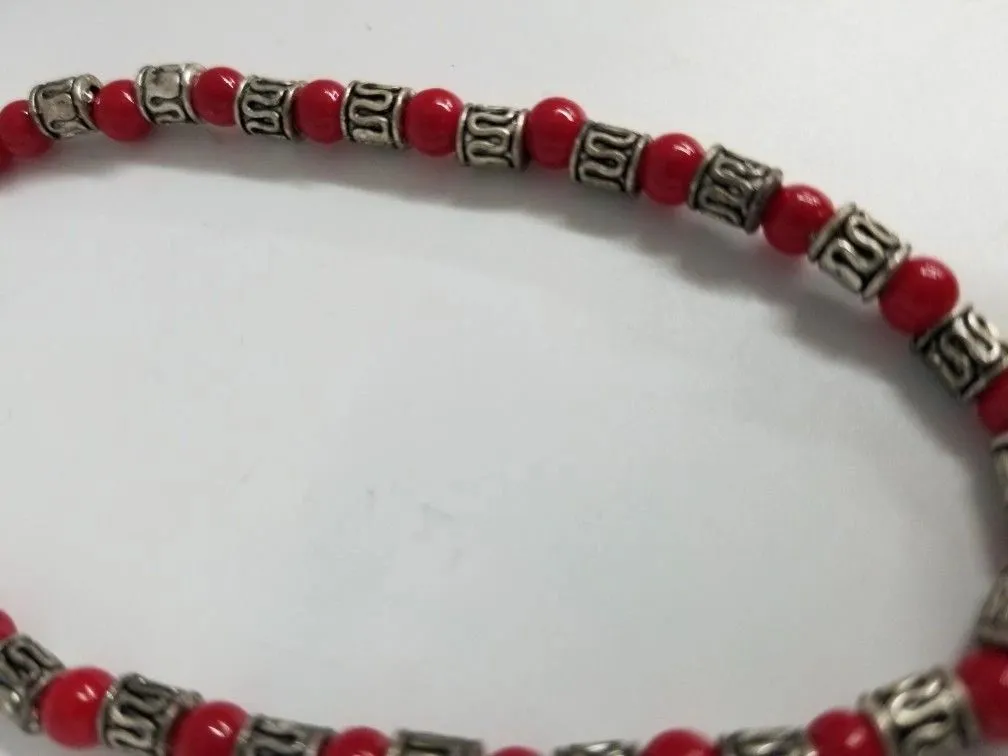 Red Bead Charm Bracelet