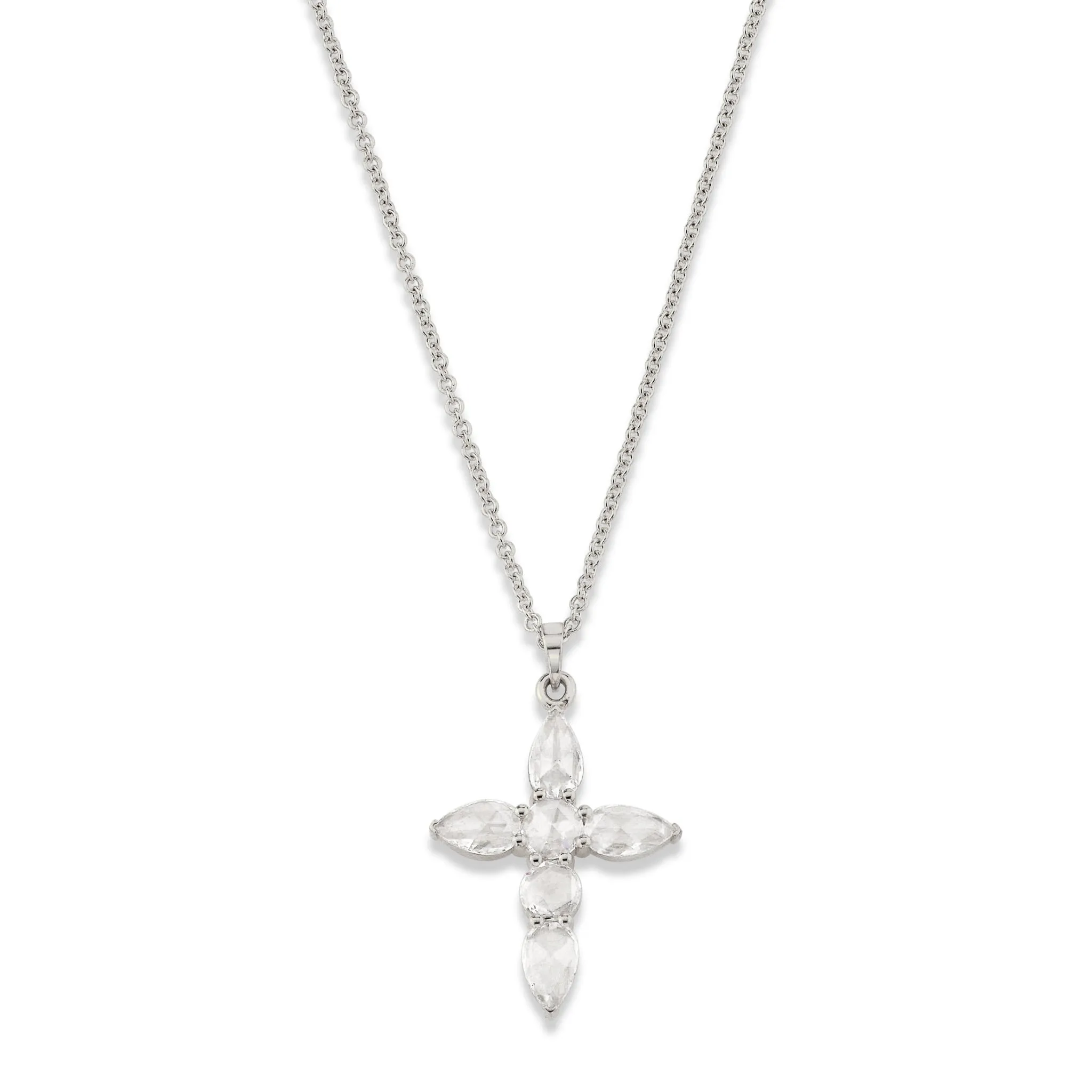 Rose Cut Diamond Faith Pendant Necklace