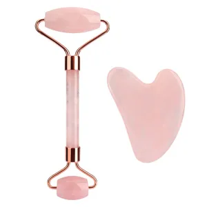 Rose Quartz face roller and Gua Sha set