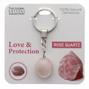 Rose Quartz - Natural Gemstone Keyring - 'Love & Protection'