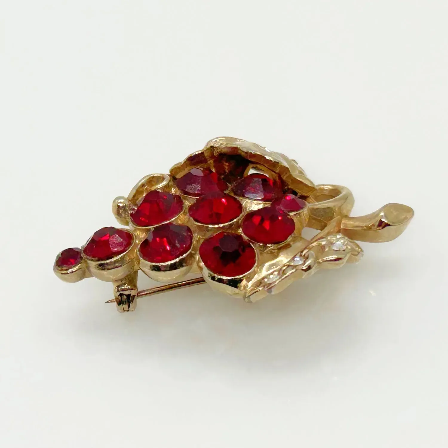 Ruby Red Bunch of Grapes Vintage Brooch