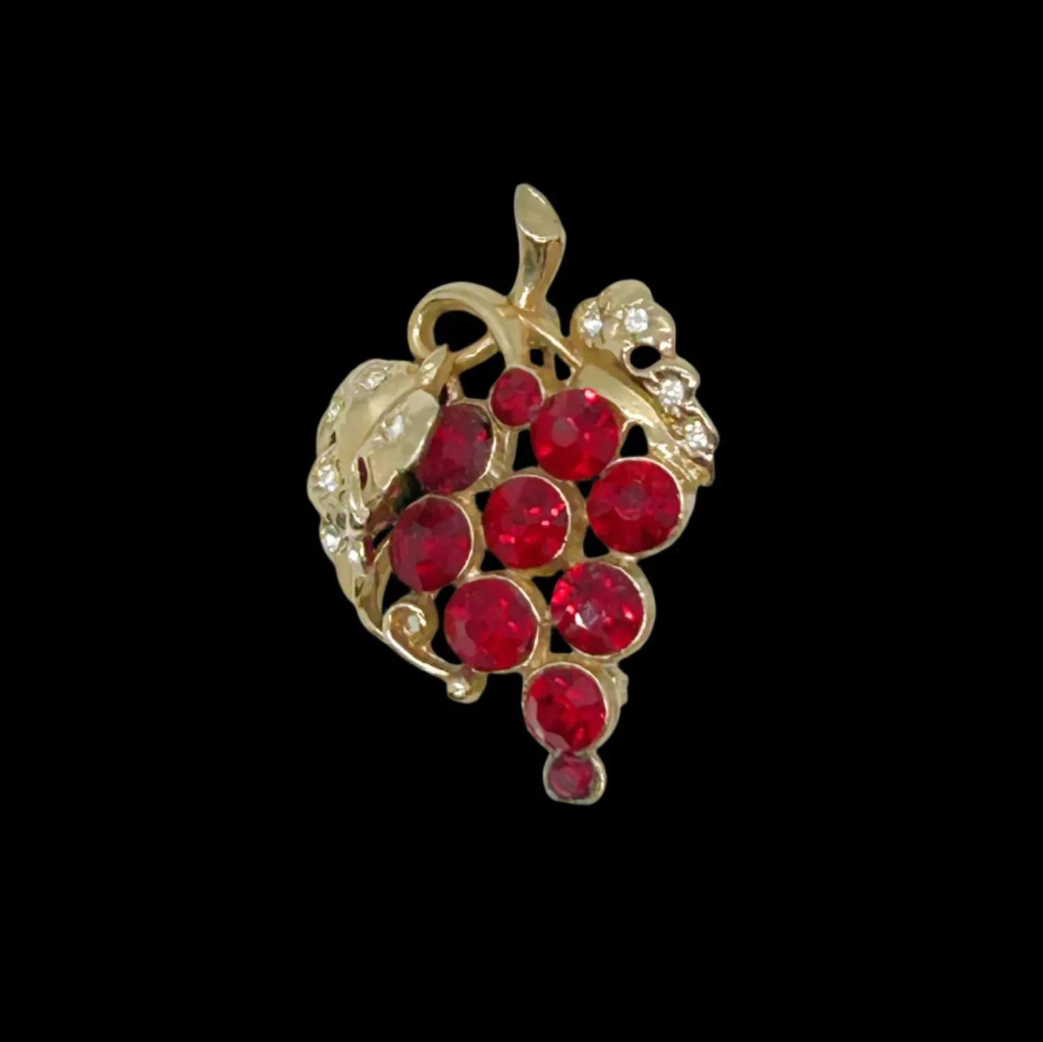 Ruby Red Bunch of Grapes Vintage Brooch