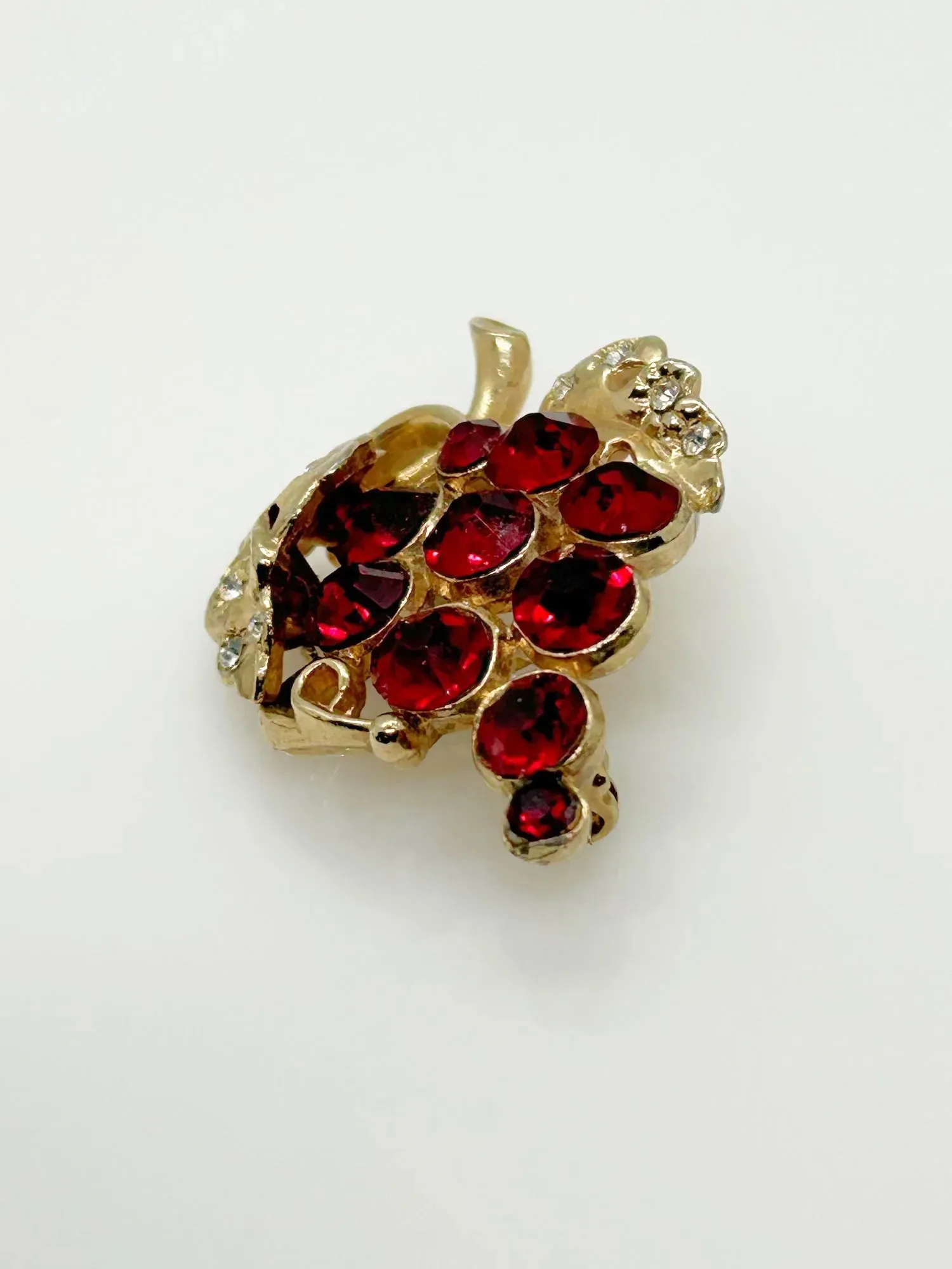 Ruby Red Bunch of Grapes Vintage Brooch