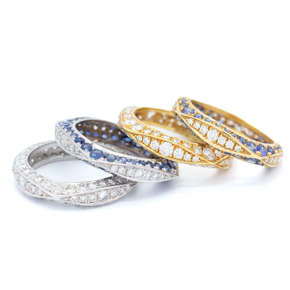 Sapphire & Diamond Keshet Ring in White Gold