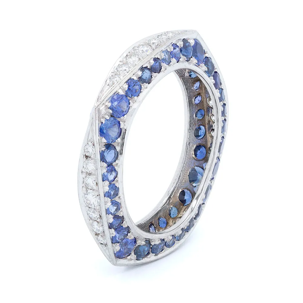 Sapphire & Diamond Keshet Ring in White Gold