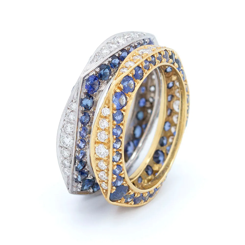 Sapphire & Diamond Keshet Ring in White Gold