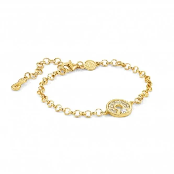 Sentimental Silver Zirconia Round Yellow Gold Bracelet 149201/016