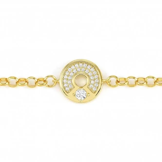 Sentimental Silver Zirconia Round Yellow Gold Bracelet 149201/016