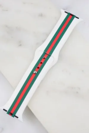 SILICONE APPLE WATCH BAND | WHITE WITH STRIPES