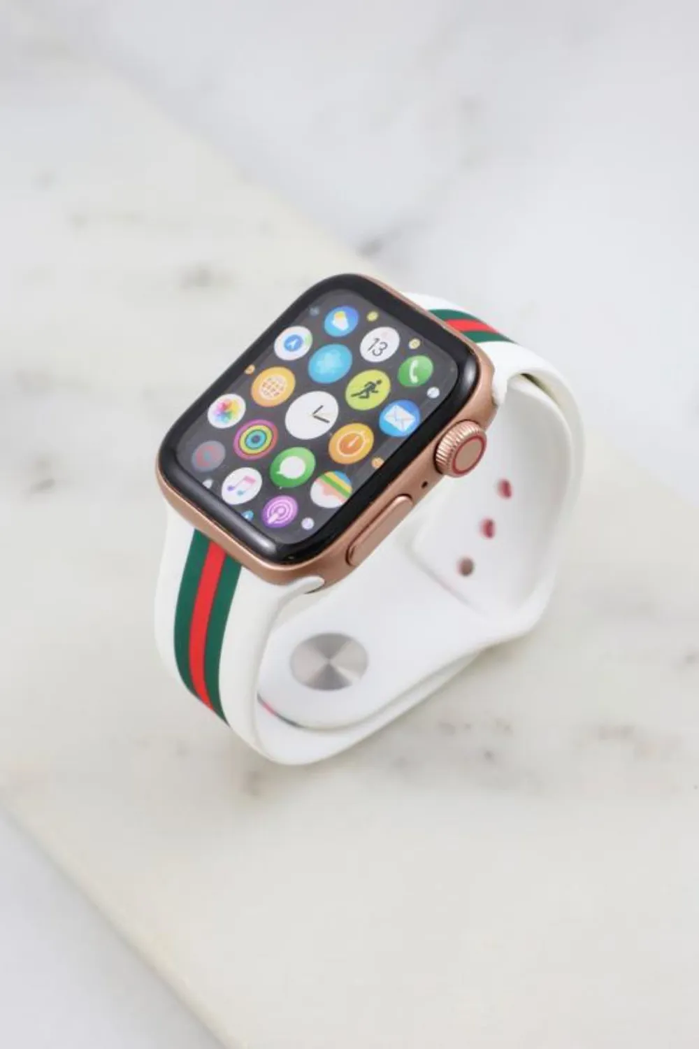 SILICONE APPLE WATCH BAND | WHITE WITH STRIPES