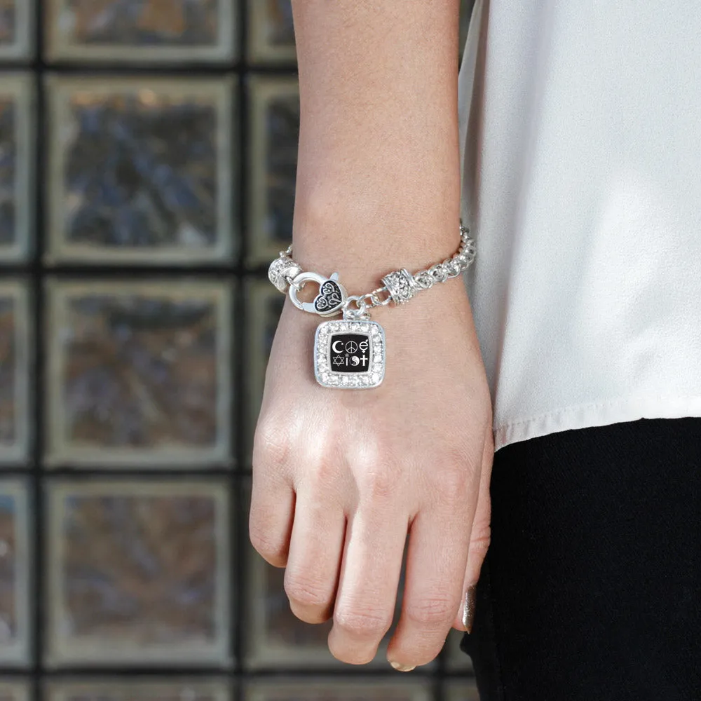 Silver Coexist Square Charm Braided Bracelet