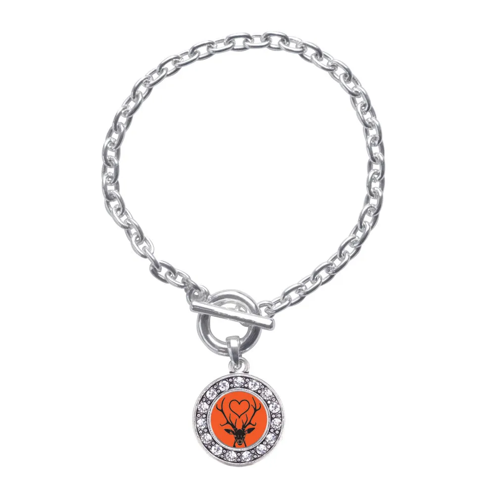 Silver Deer Season Circle Charm Toggle Bracelet