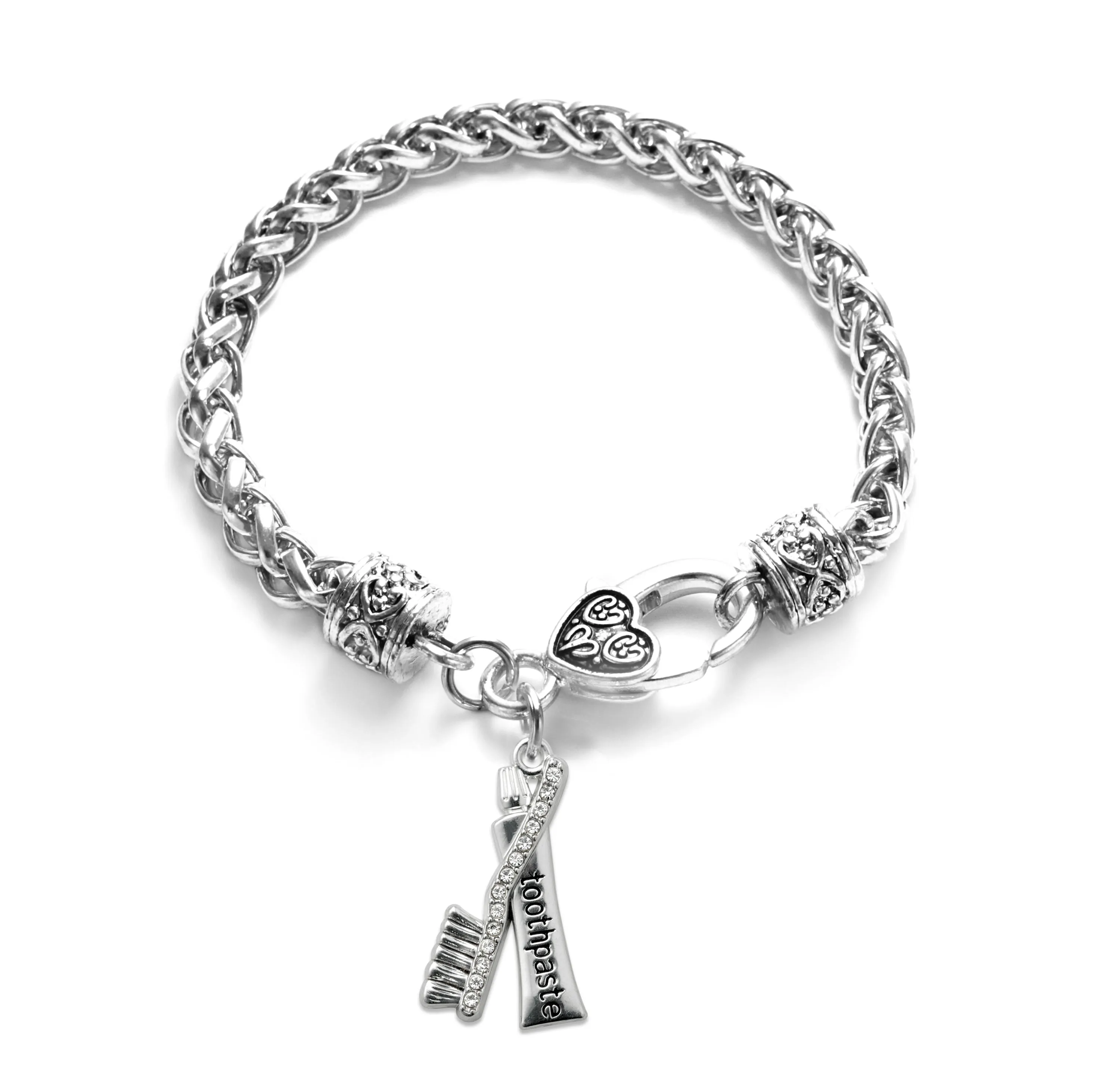 Silver Dental Charm Braided Bracelet