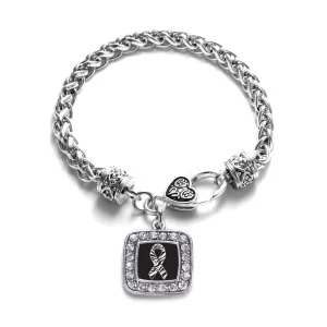 Silver EDS Awareness Square Charm Braided Bracelet