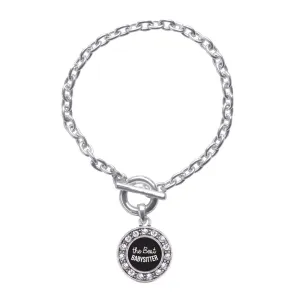 Silver The Best Babysitter Circle Charm Toggle Bracelet