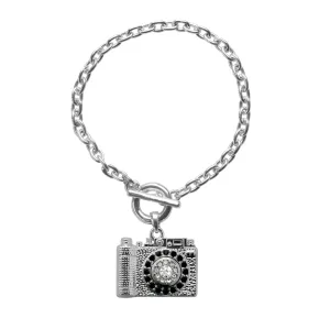 Silver Vintage Camera Charm Toggle Bracelet