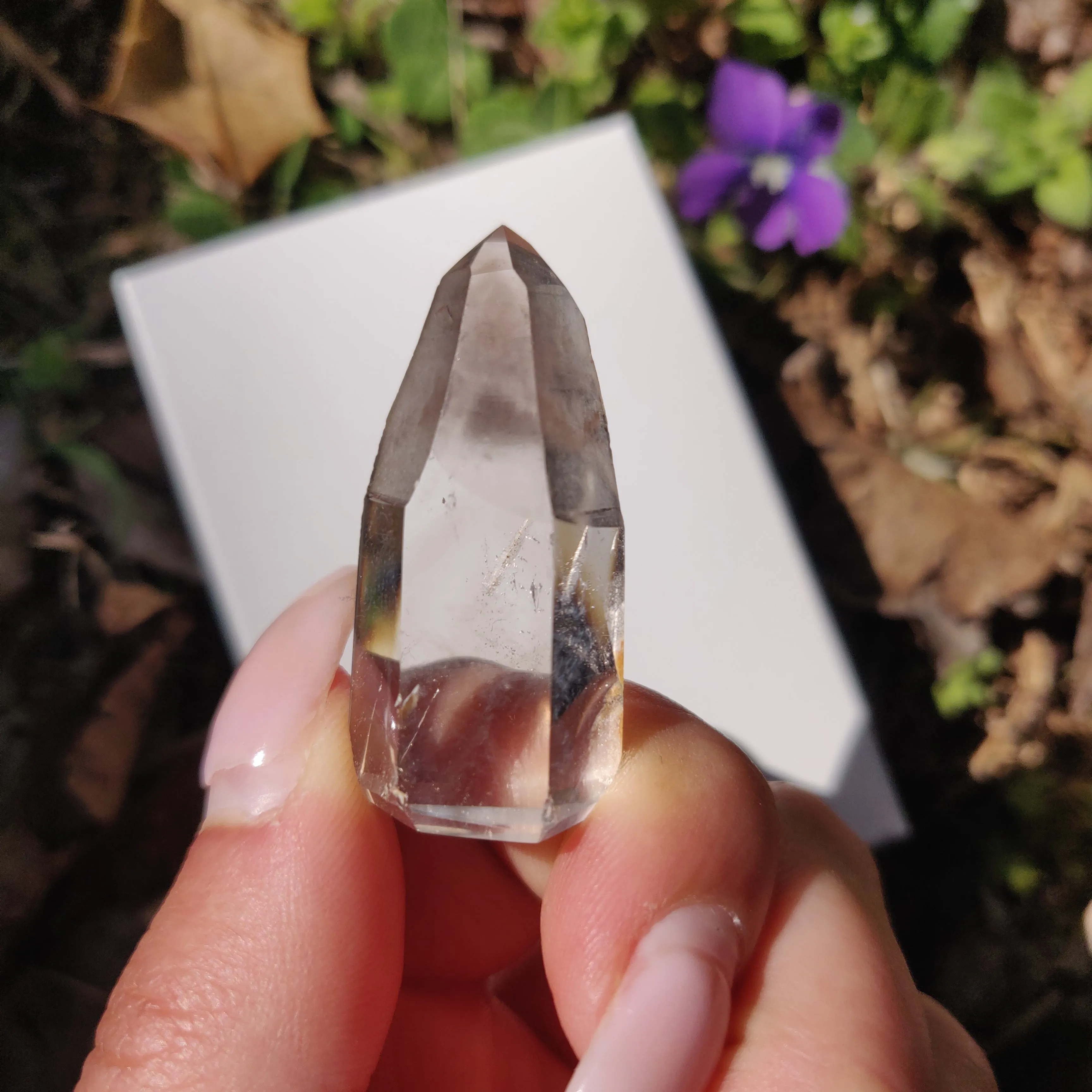 Smoky Garden Quartz Point, Lodolite Point (#9G)