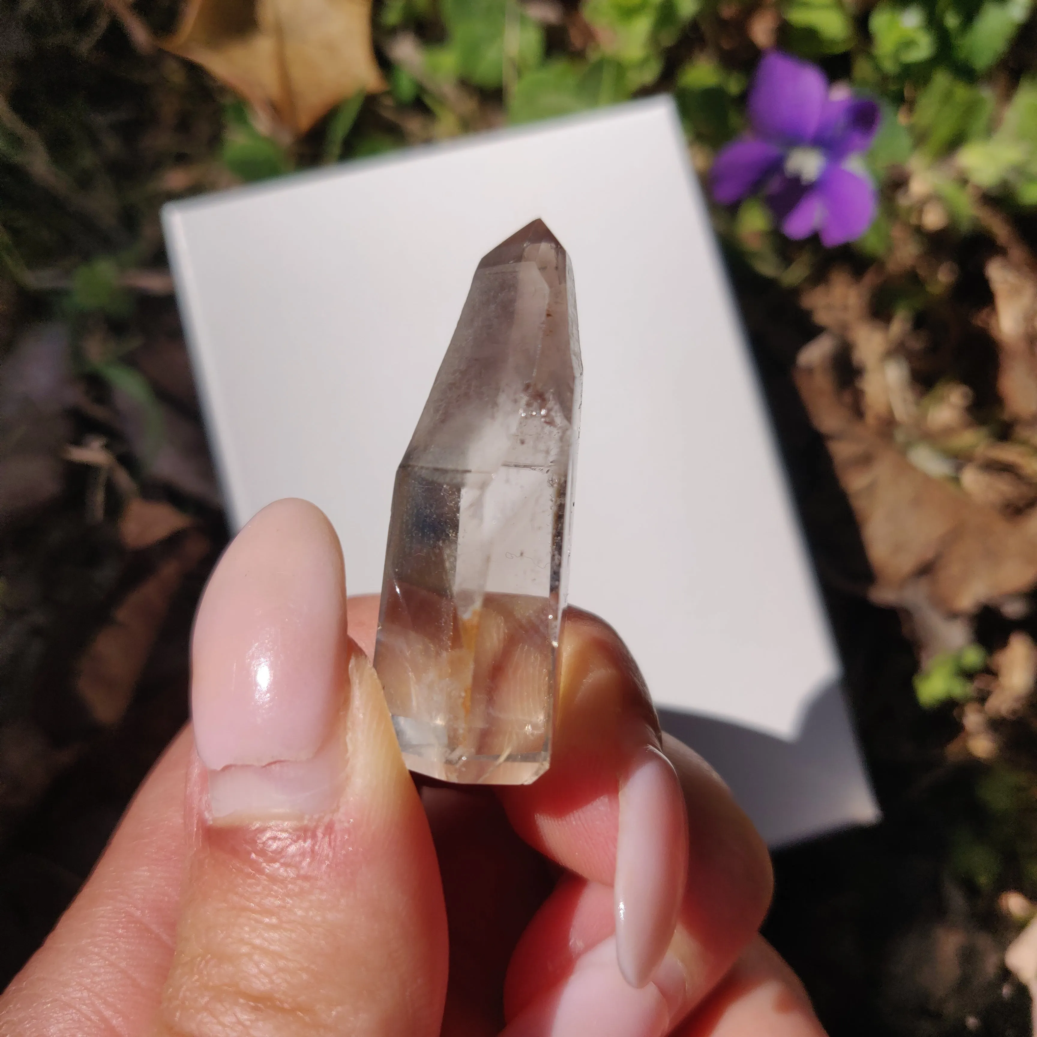 Smoky Garden Quartz Point, Lodolite Point (#9G)