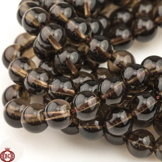 Smoky Quartz Beads Smooth Round