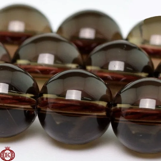 Smoky Quartz Beads Smooth Round