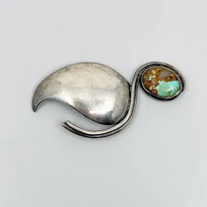 South West sterling silver turquoise brooch GM116