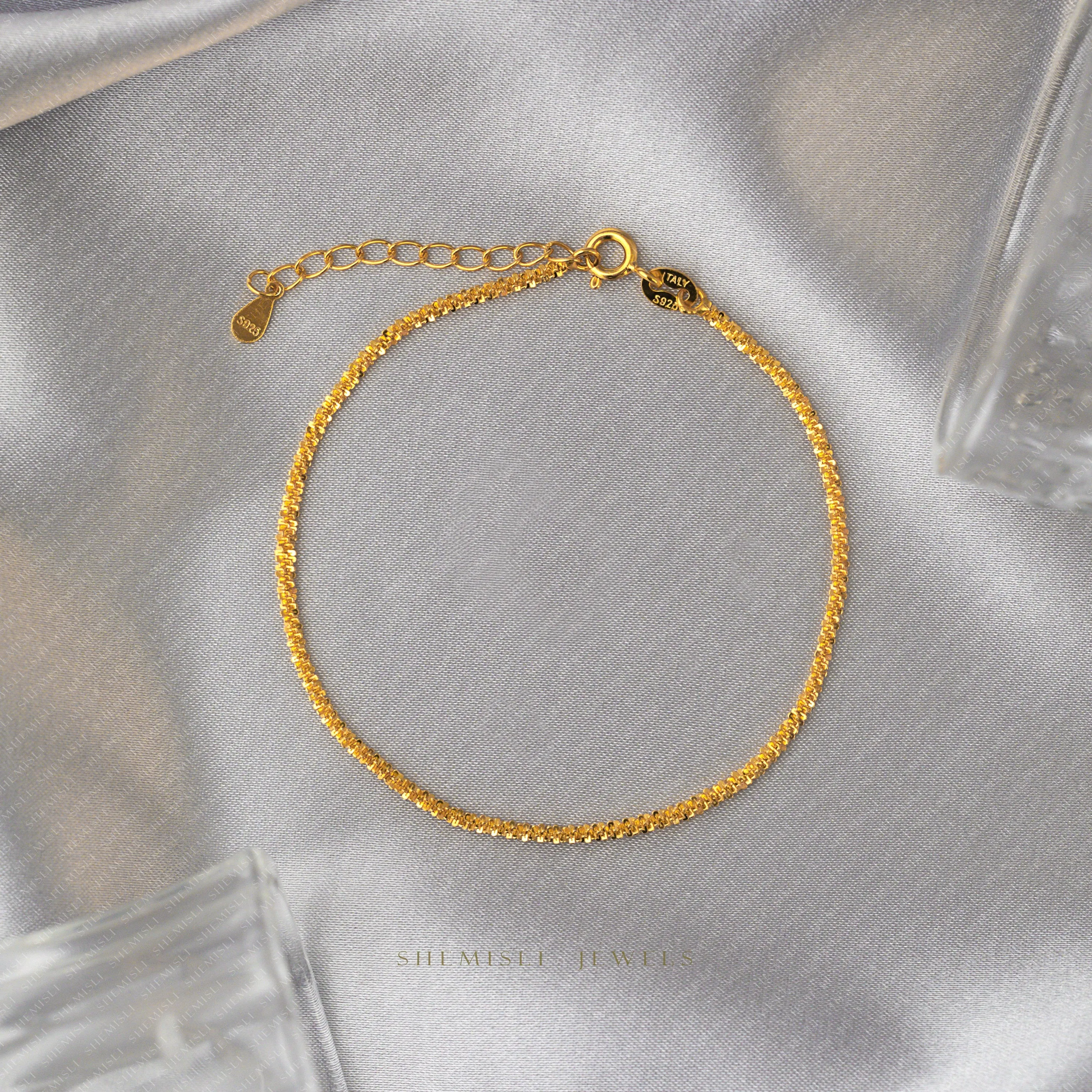 Sparkle Chain Bracelet, Unisex, Gold, Silver (6.25"   1") SHEMISLI - SB002