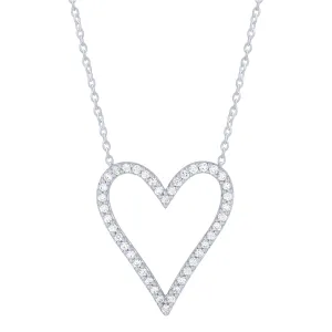 Sterling Silver 1/3Ctw Diamond Heart Outline Necklace